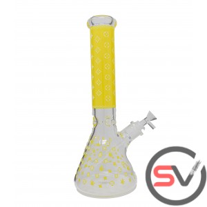 DESIGNER GLASS BEAKER With ICE CATCHER 14inch - YELLOW